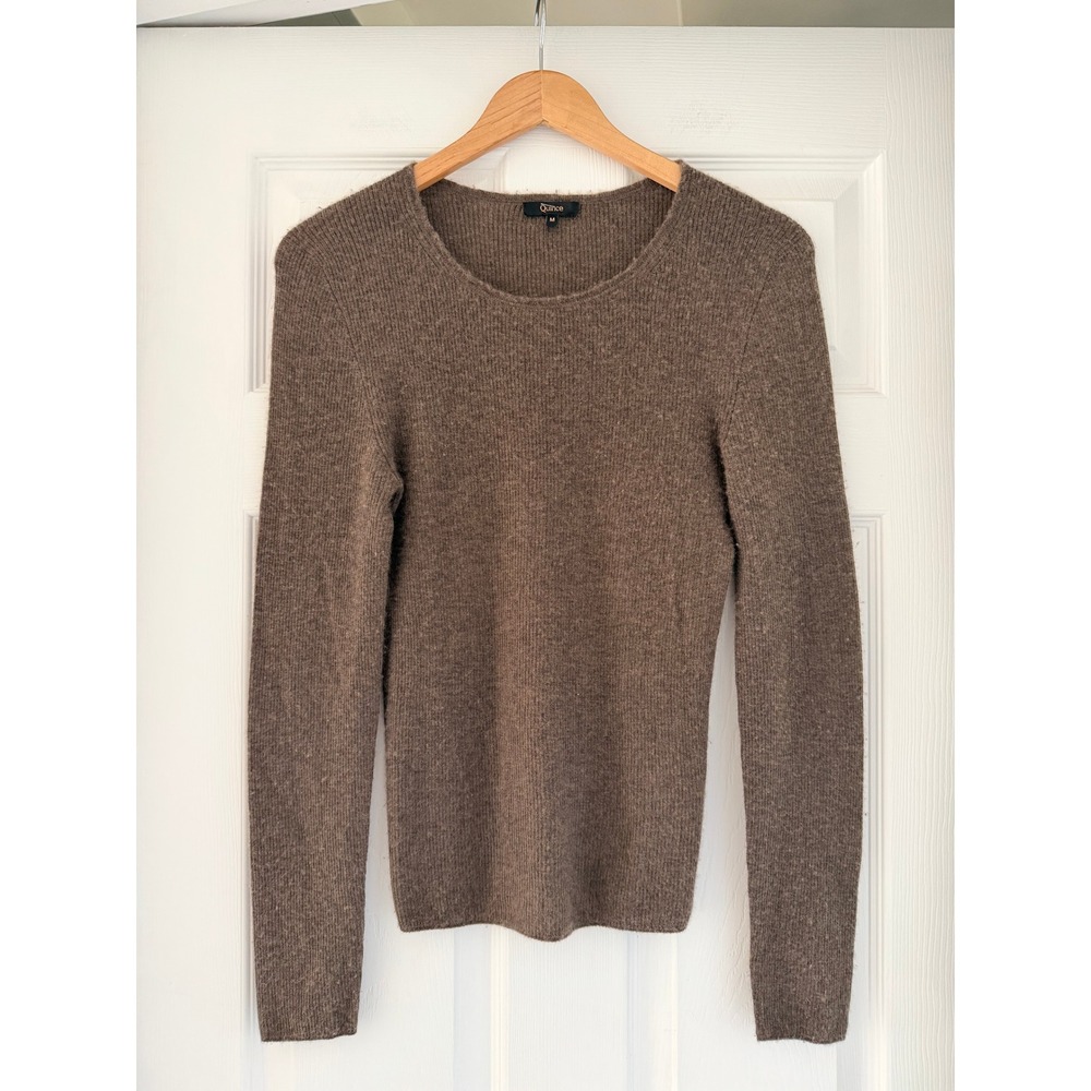 Quince Womens Cashmere Ribbed Sweater Minimalist Casual Quiet Luxury